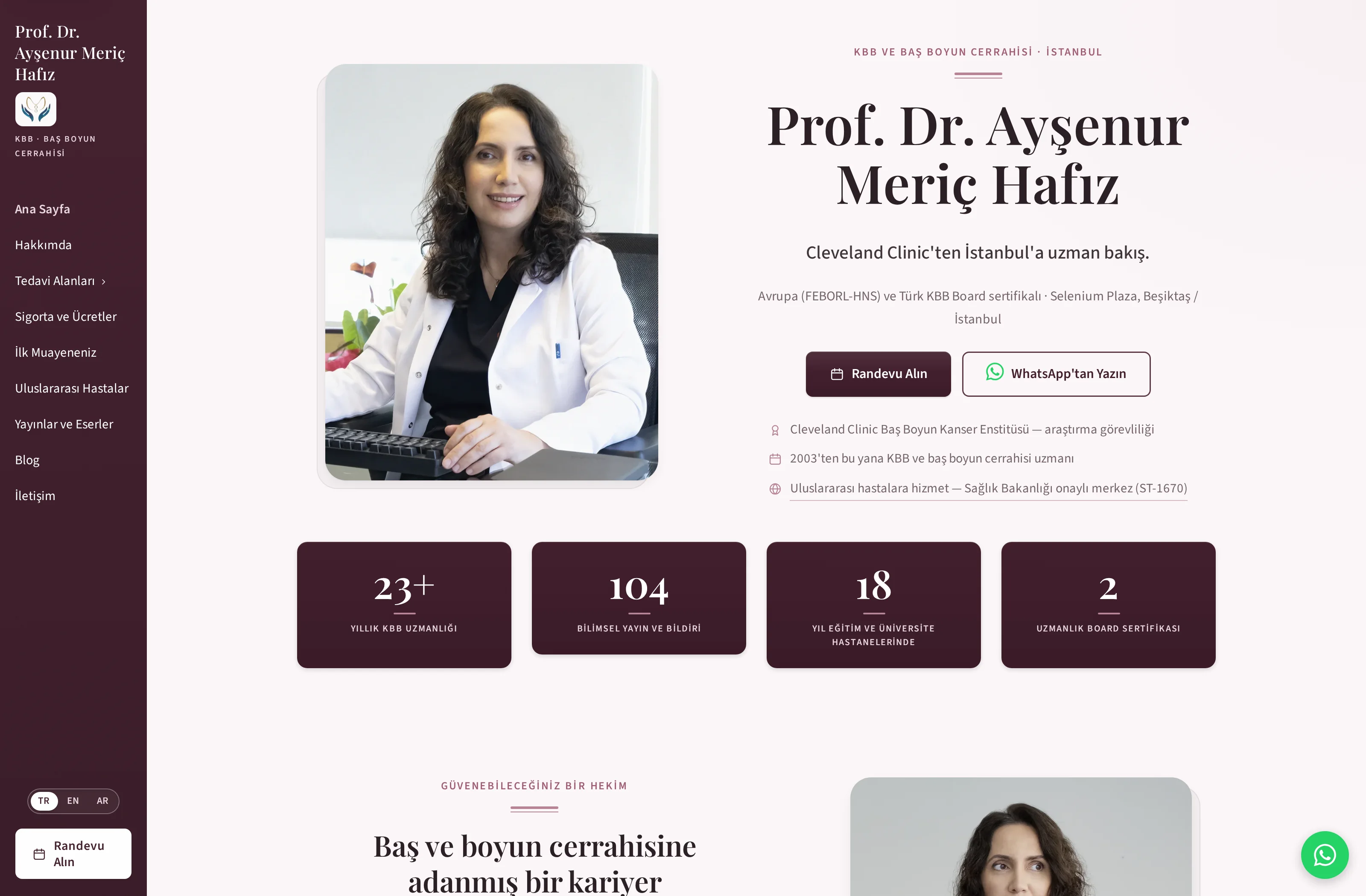 Yayındaki sitenin ana sayfası: www.profaysenurmerichafiz.com