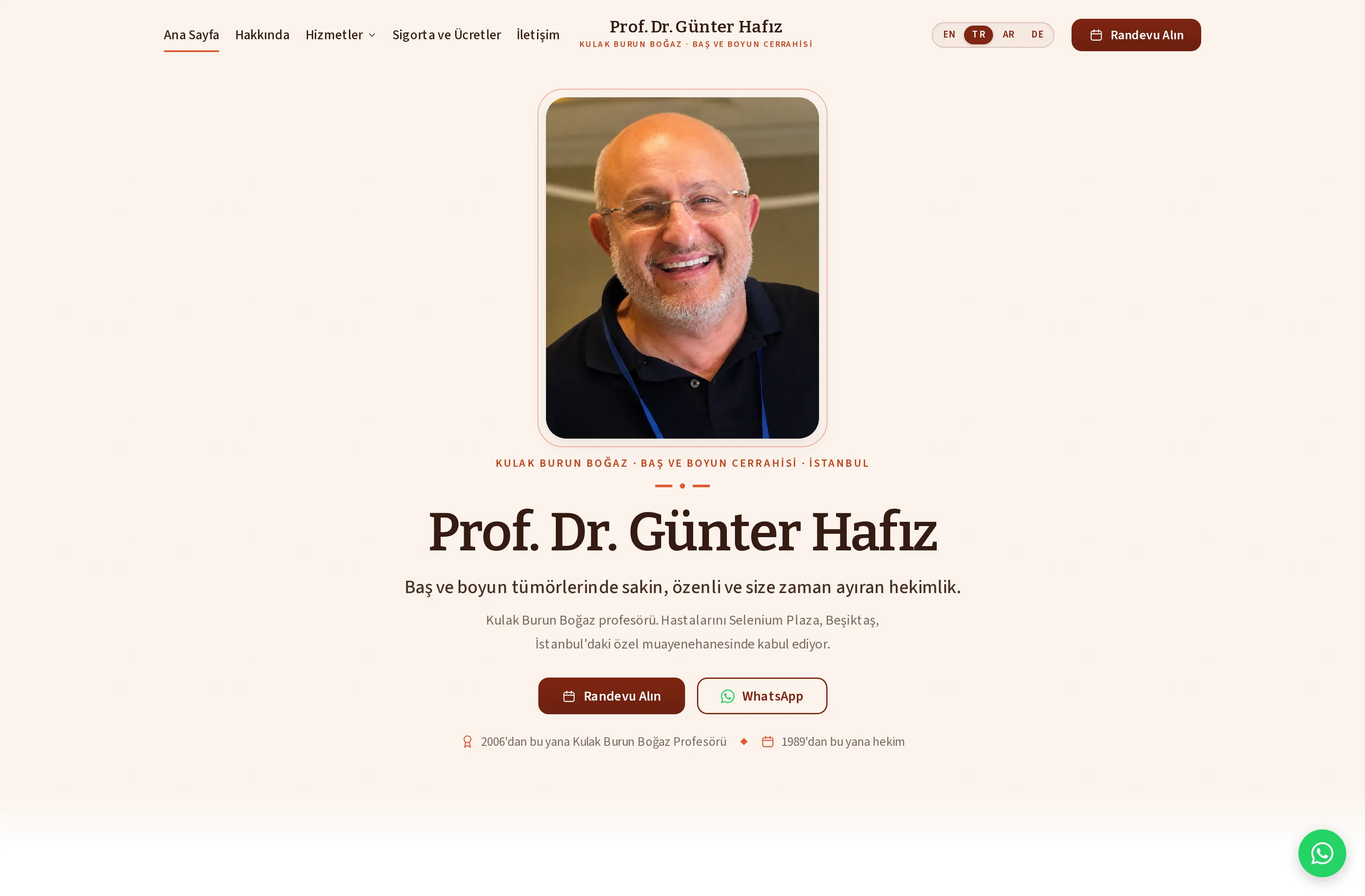 Yayındaki sitenin ana sayfası: www.profgunterhafiz.com