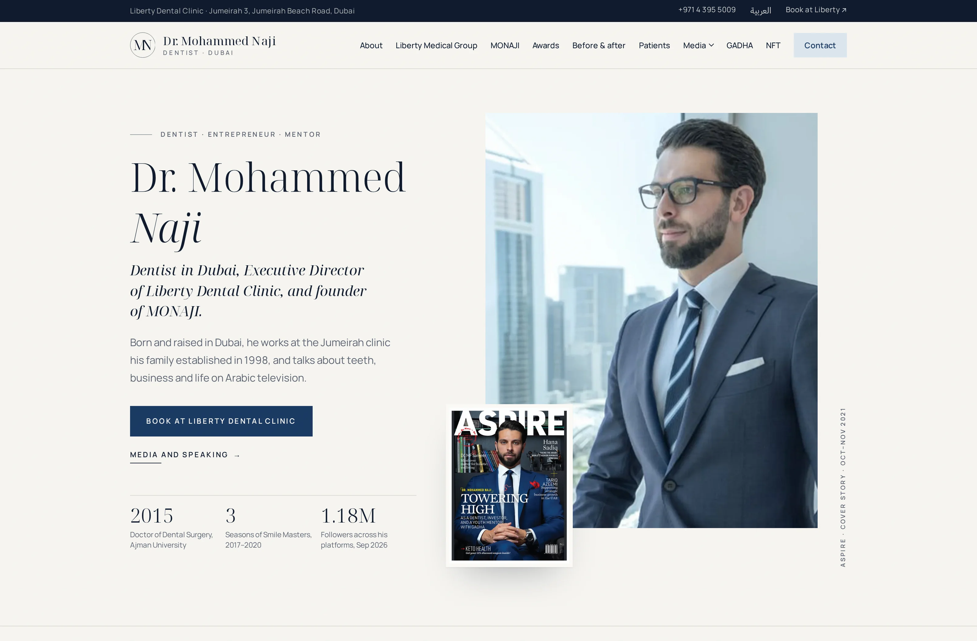 Dr. Mohammed Naji · Diş hekimliği · Yayındaki site, dizüstü bilgisayarda ve telefonda